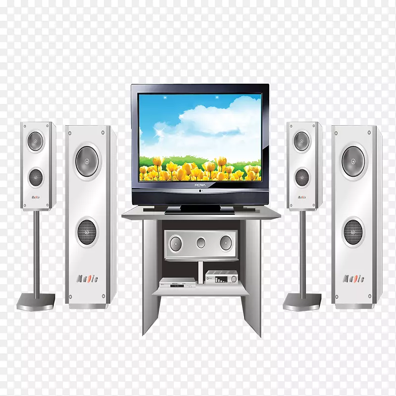 计算机扬声器显示设备输出装置.银色计算机材料