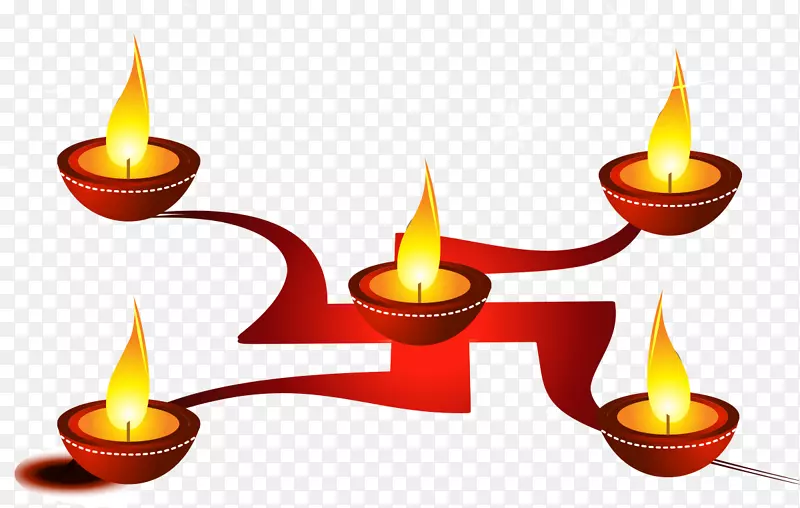 排灯节快乐迪娅印度教贺卡-现实图像蜡烛火焰
