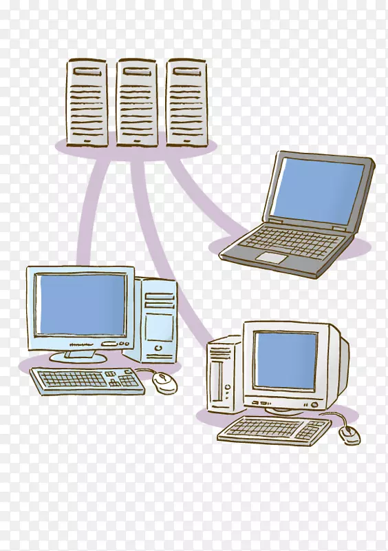 计算机网络计算机服务器摄影插图手绘计算机
