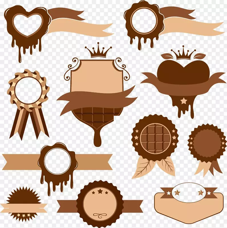 巧克力冰淇淋烘焙巧克力三明治标签-棕色巧克力图标