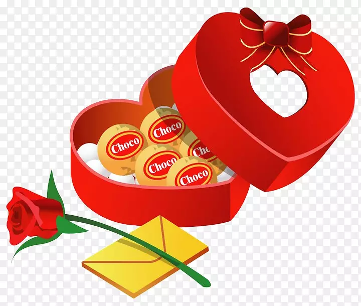 情人节礼物心脏夹艺术-巧克力和玫瑰