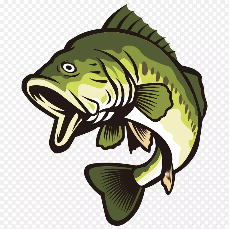 大嘴鲈鱼夹艺术-张开你的嘴和绿色的鱼