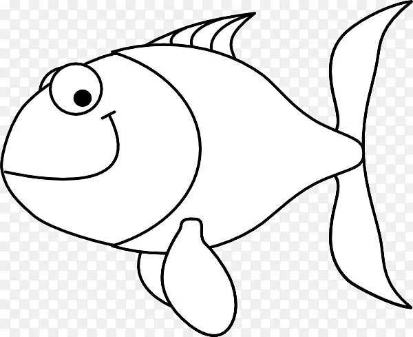 黑白白鱼钓鱼夹艺术-鱼轮廓剪贴画