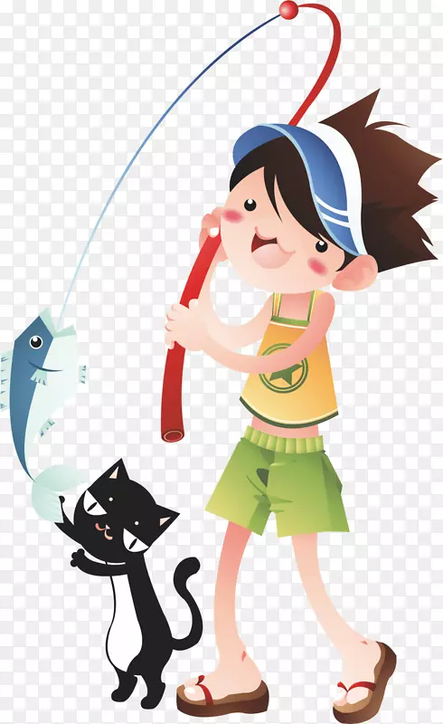 捕捞-钓鱼男孩