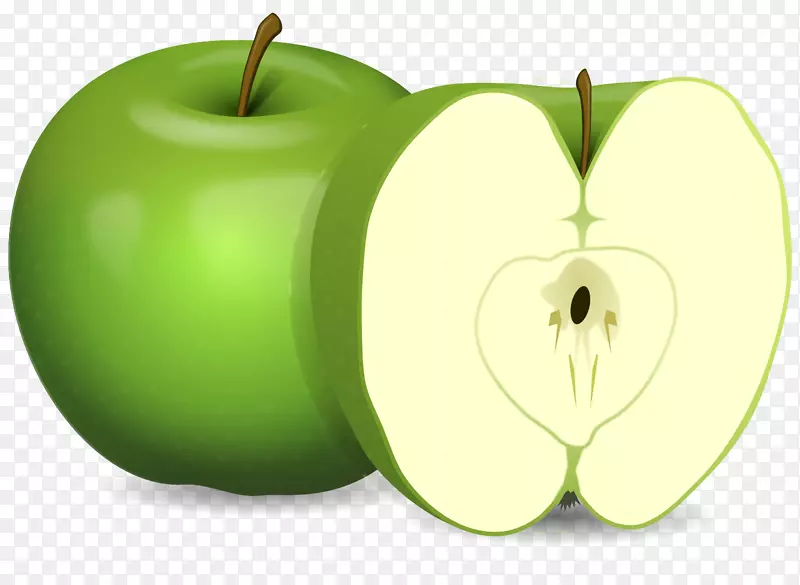 苹果水果剪贴画-绿色剪贴画