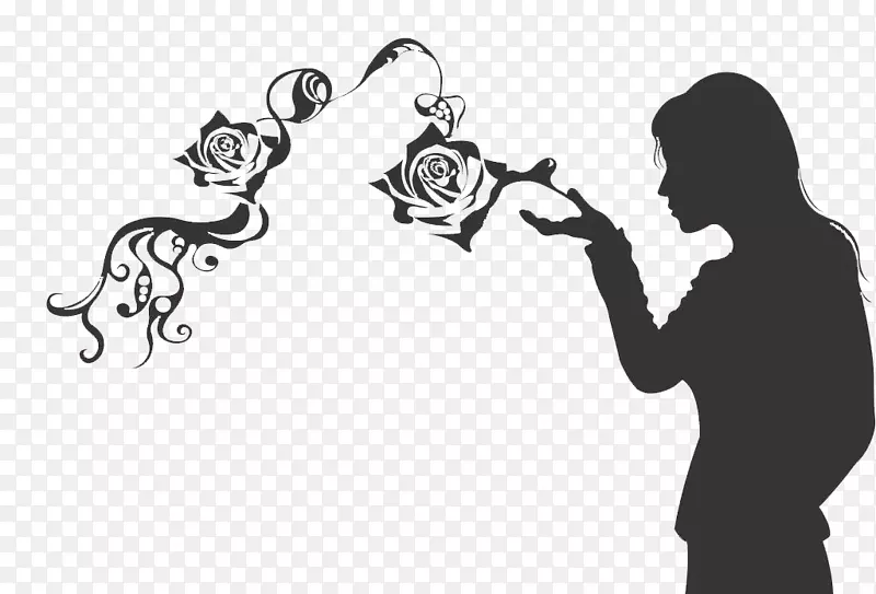 摄影玫瑰插画-玫瑰芬芳迷人的女人