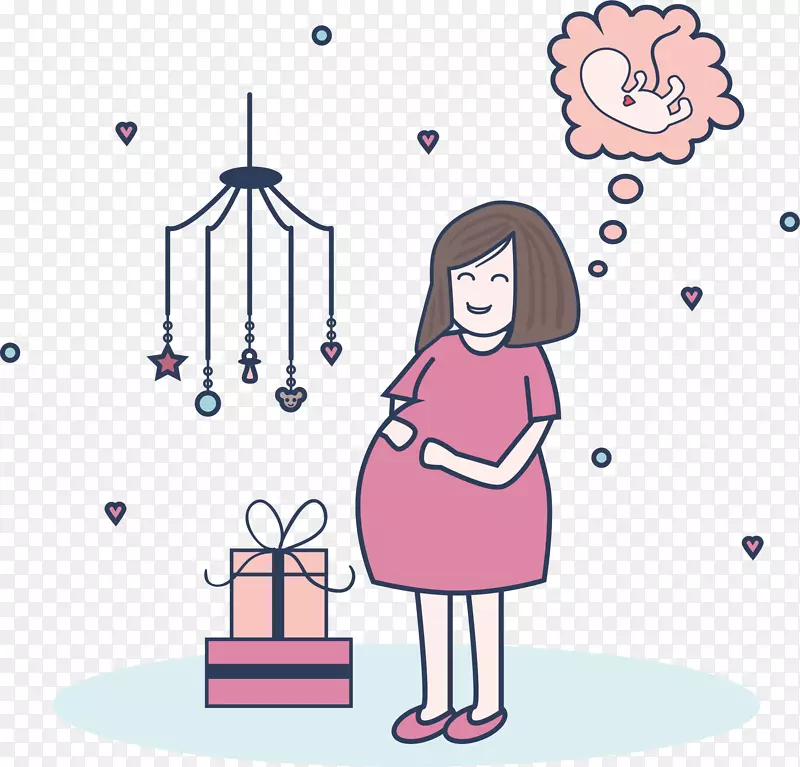 怀孕母亲婴儿插图-孕妇海报
