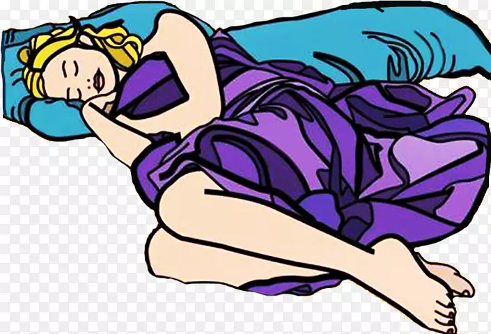 女性剪贴画-现代女性穿着连衣裙入睡