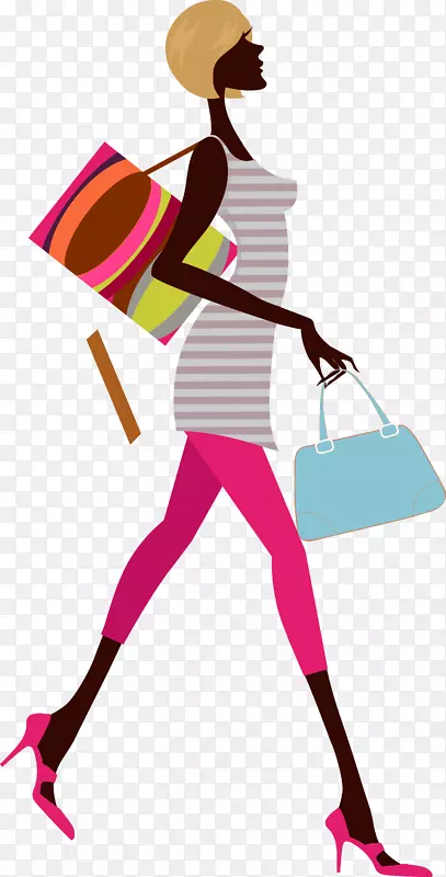 时尚女性模特剪贴画-一个拿着包的女人