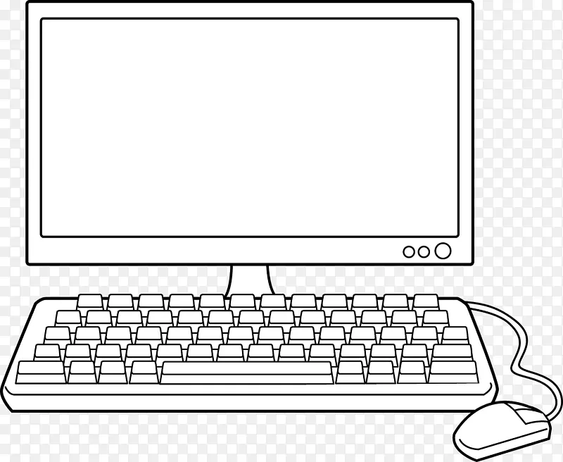笔记本电脑黑白剪贴画.空间电脑剪贴画