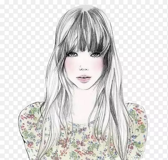 刘海画发型时尚插画-美女画