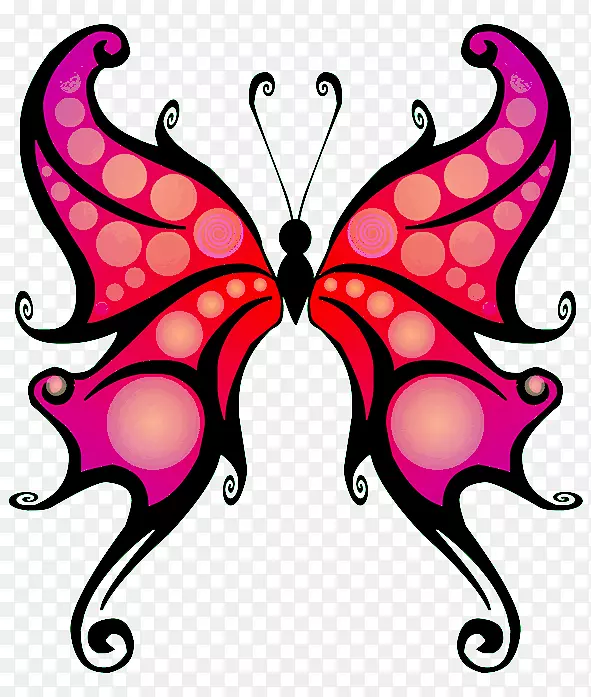蝴蝶紫色卡通片艺术-红色蝴蝶剪贴画