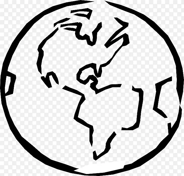地球黑白剪贴画-地球轮廓剪贴画