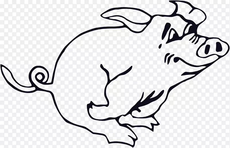 大白猪剪贴画-猪线艺术