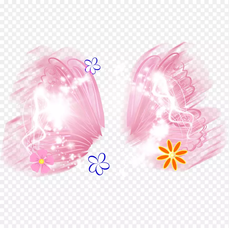 蝴蝶粉红色翅膀-粉红色梦想蝴蝶花装饰图案