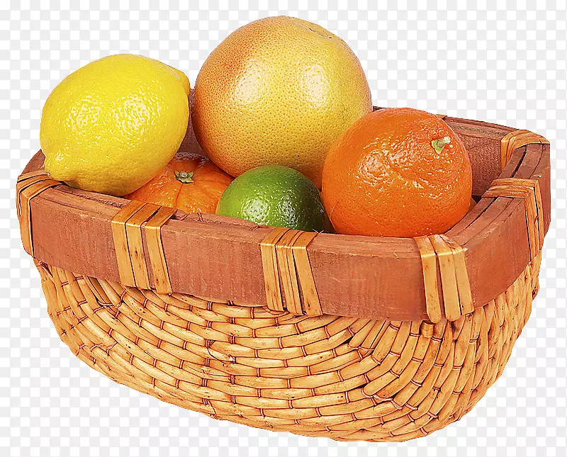 柚子柠檬篮竹篮水果