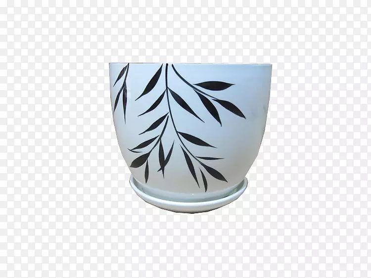 花盆陶瓷花瓶白竹花纹壶
