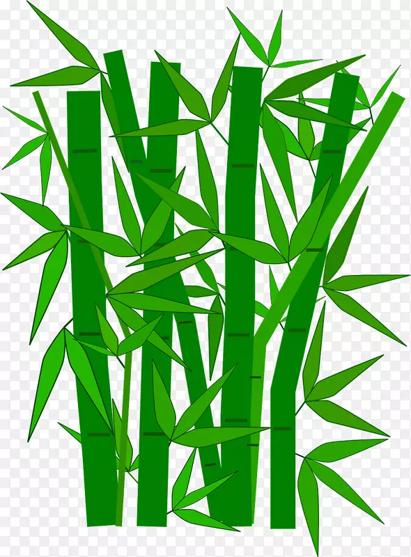 竹子纺织绿色剪贴画-四位竹子先生