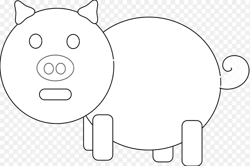家猪黑白剪贴画-粉红色猪图片