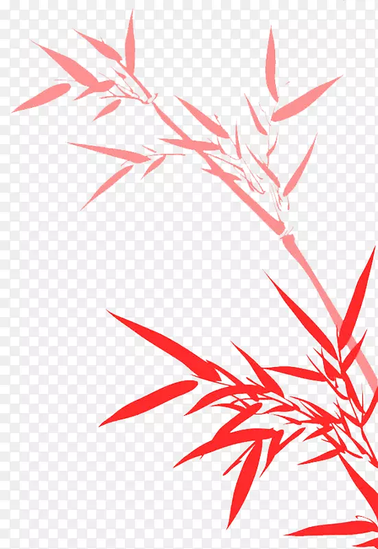 竹画画-红色竹叶遮阳