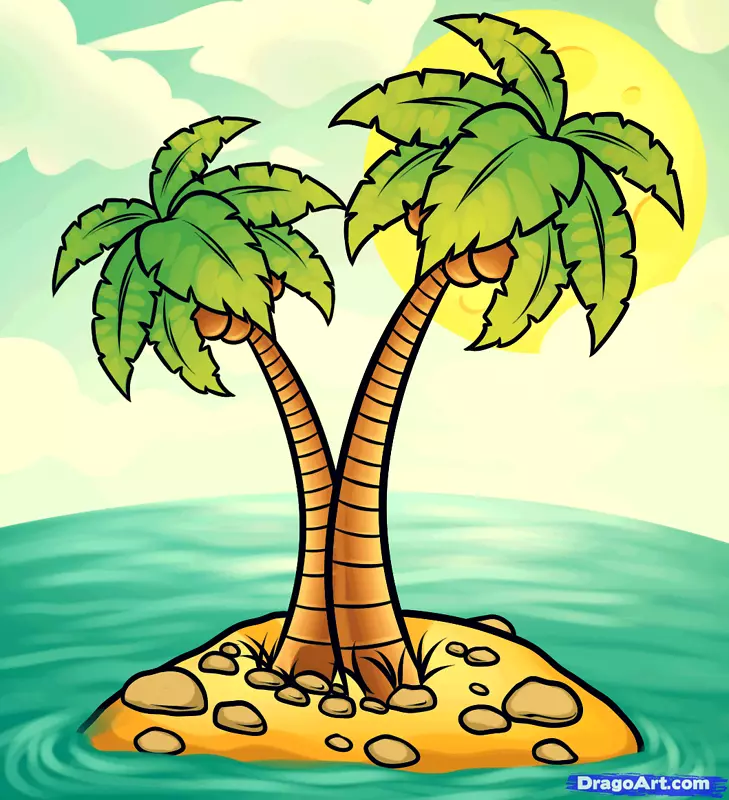 绘制荒岛剪贴画-卡通岛屿