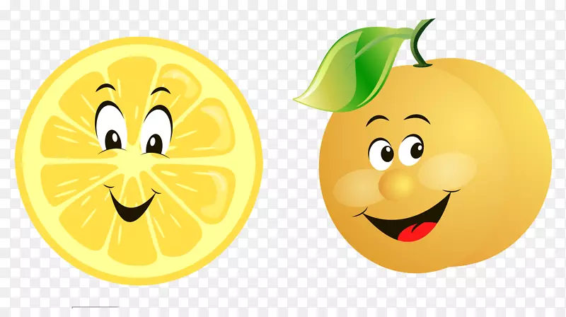 水果蔬菜卡通-卡通手绘橙色柠檬橙系列