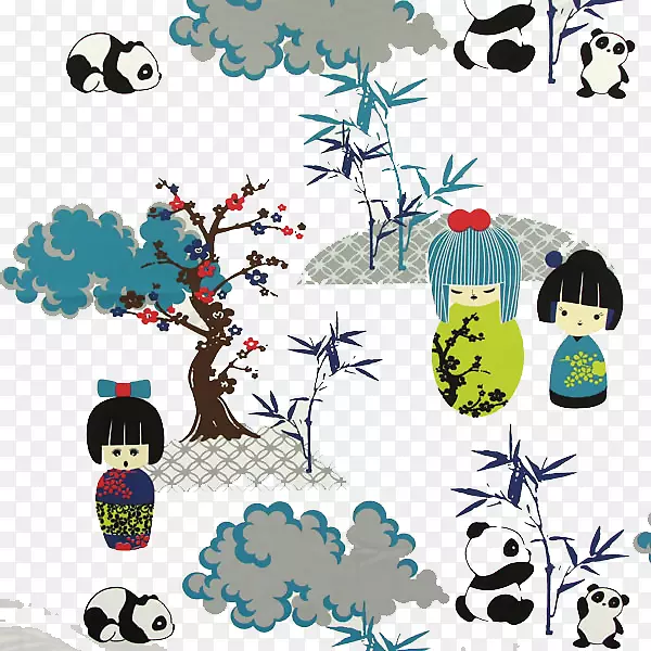 大熊猫竹子棉枝-竹叶