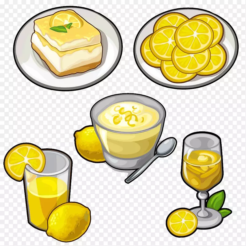 鸡尾酒水果柠檬插图-卡通柠檬食品照片