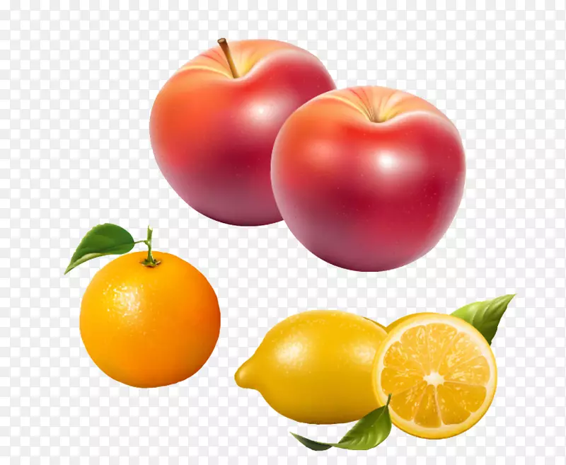 苹果水果下载剪辑艺术-橙色苹果和柠檬