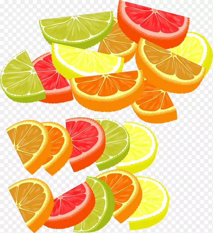 柠檬键酸橙，葡萄柚，橘子，手绘柠檬片