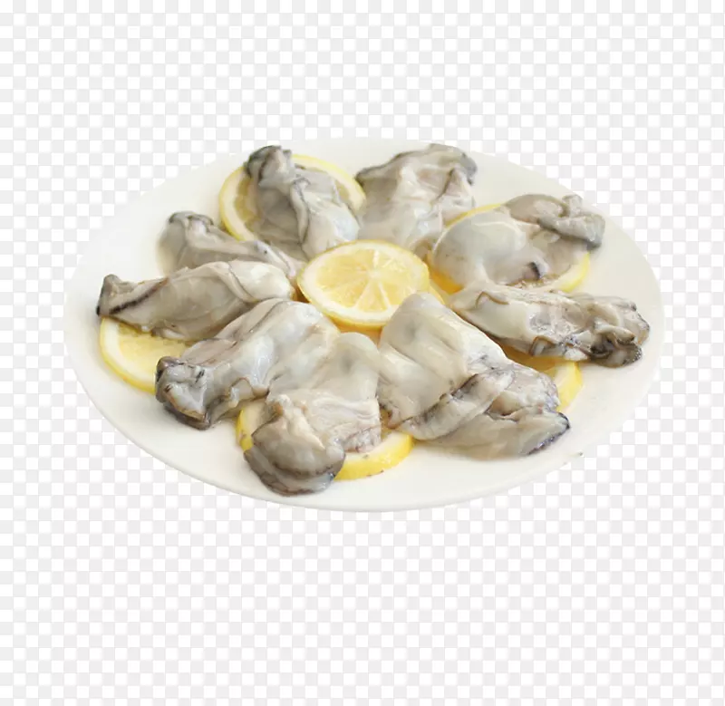 牡蛎蛤贝类海鲜一盘牡蛎柠檬