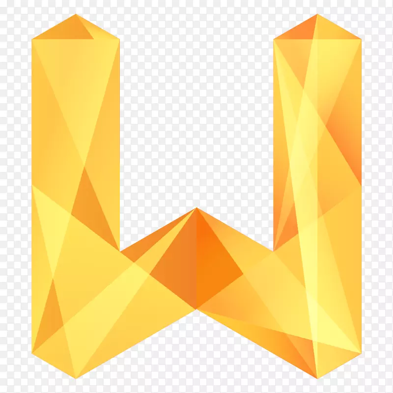 黄色钻石字母创意-创造性的黄色钻石折纸几何缝纫字母w