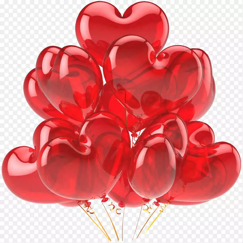 气球心红夹艺术-多重红色透明心脏气球材料