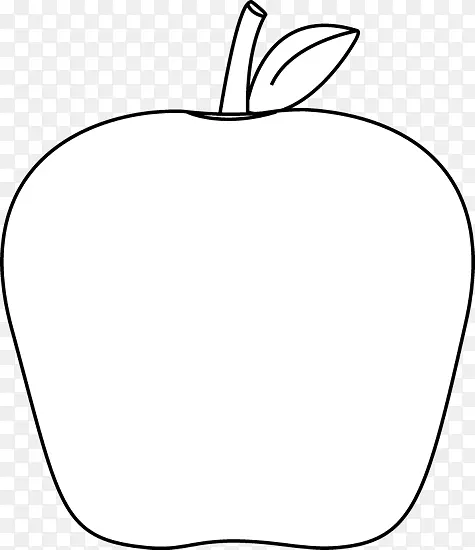 黑白苹果下载剪贴画-黑白轮廓