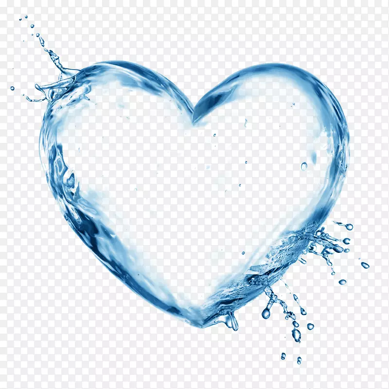 爱心脏夹艺术-水泡喷溅图像，皮肤心脏水珠。