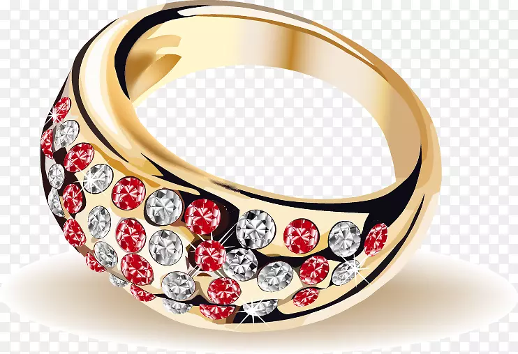 耳环珠宝项链手绘金色钻石戒指