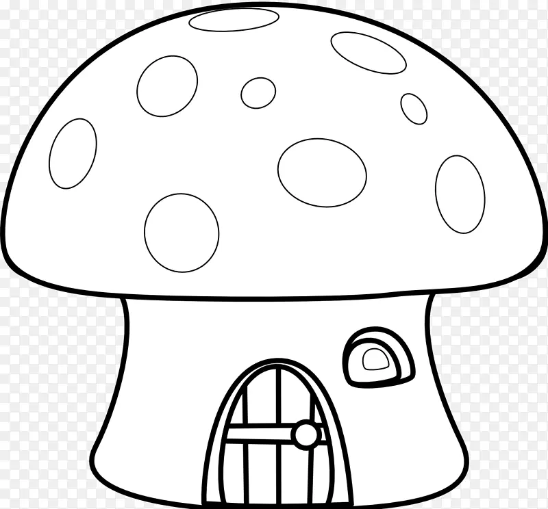 着色书普通蘑菇屋剪贴画-房屋线剪贴画