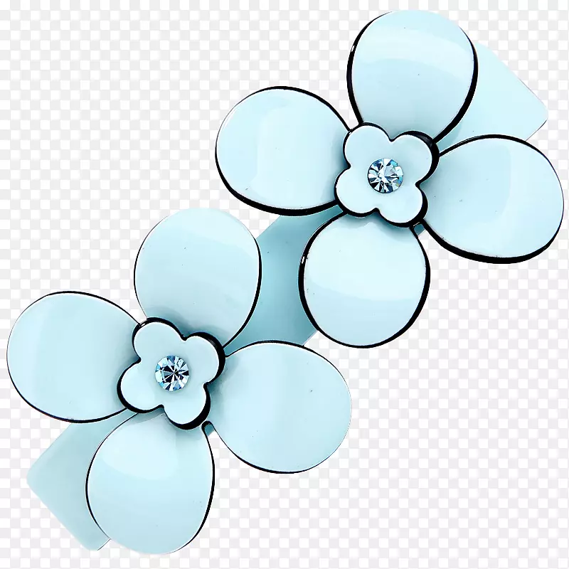 蓝色发夹-蓝色花朵钻石发夹