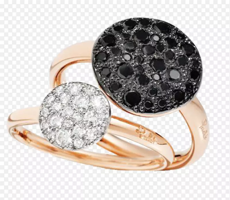 耳环Pomellato珠宝钻石玫瑰金黑色钻石白色钻石实物推广