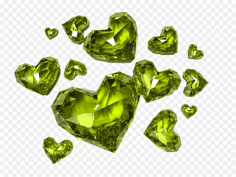 心形钻石夹艺术-绿色心形钻石