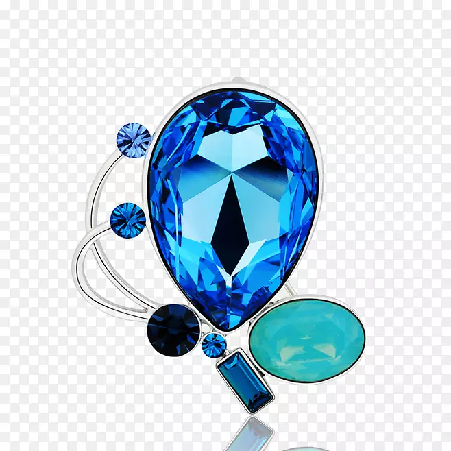 蓝宝石胸针钻石珍珠-蓝色钻石胸针