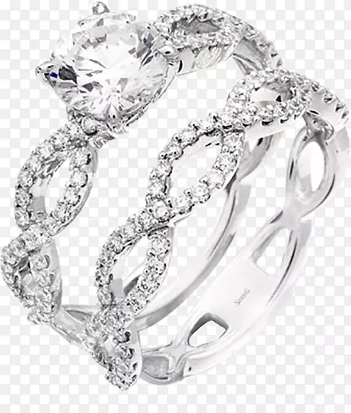 订婚戒指，结婚戒指，钻石-产品类双环钻石戒指