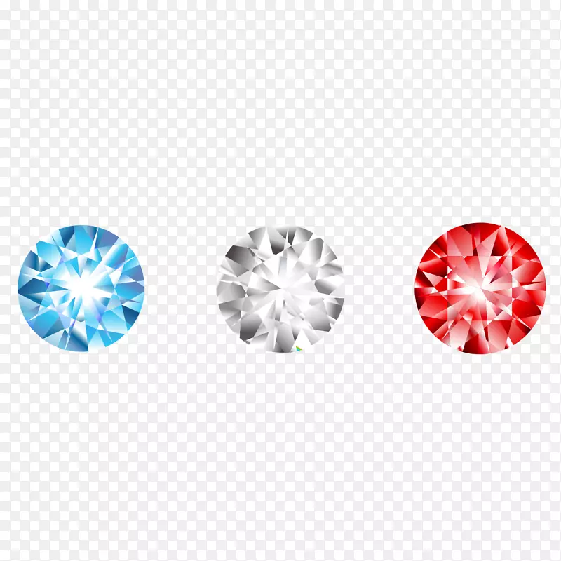 宝石钻石红白亮三色钻石宝石