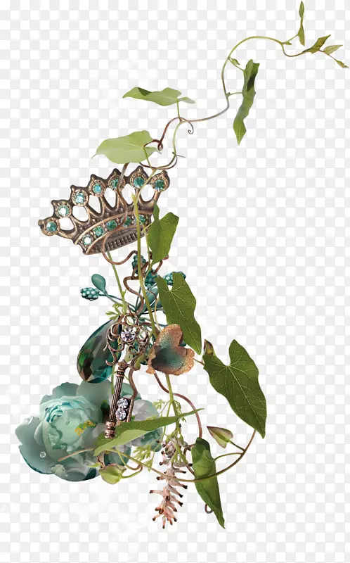 绿色皇冠-绿色藤蔓装饰钻石首饰