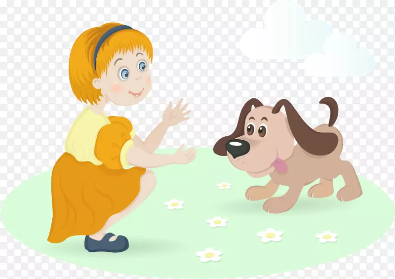 小狗女卡通-小狗装饰图案材料免费扣