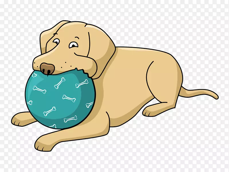 拉布拉多猎犬大丹麦罗特韦勒比格犬手绘卡通小狗躺在地上玩球