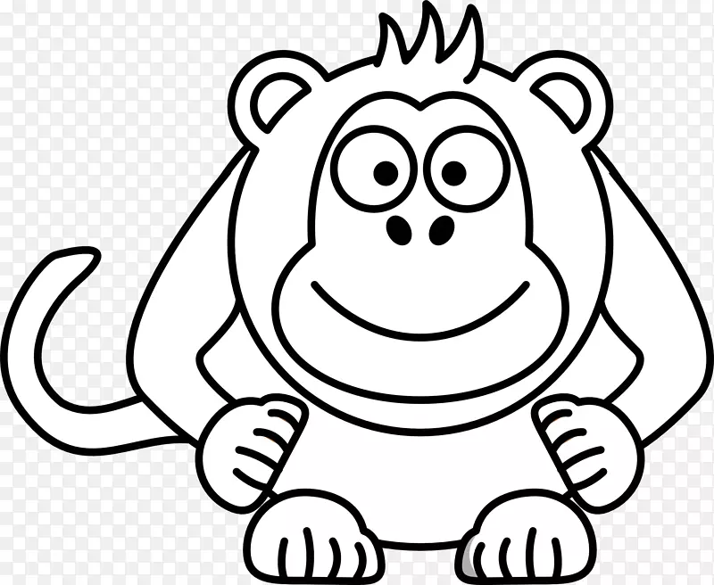 黑白动画剪贴画-猴子画