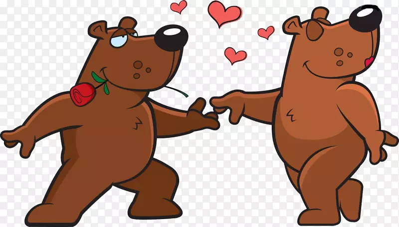 熊卡通免费插图-小狗为爱情舞蹈