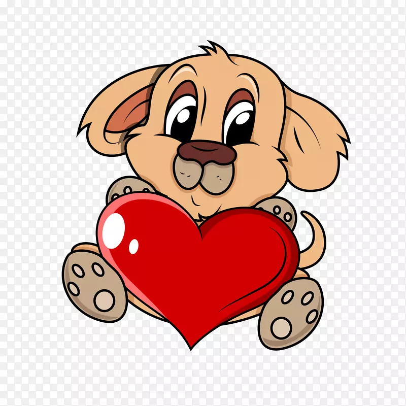 小狗画心-可爱的小狗和心图形