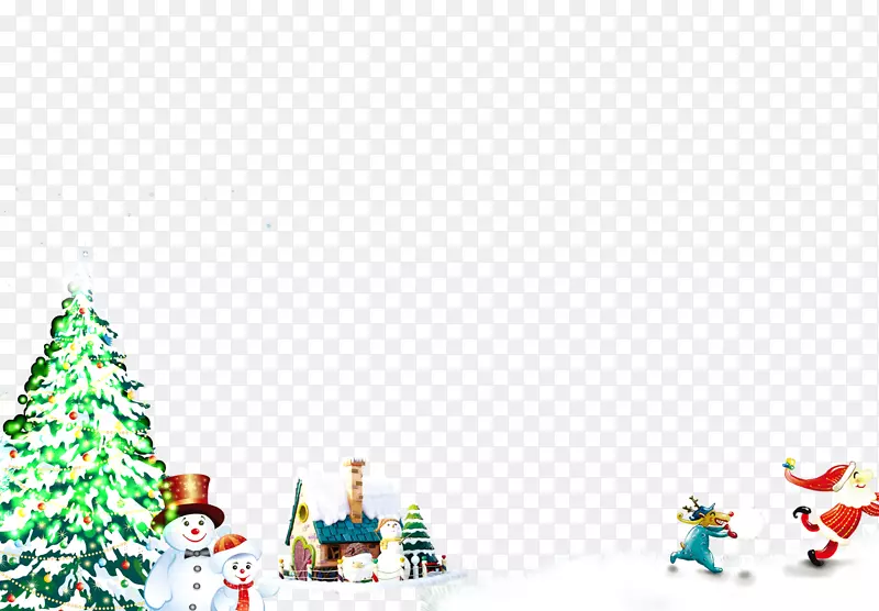 圣诞树，鲁道夫，圣诞老人，圣诞装饰品-雪上的圣诞树
